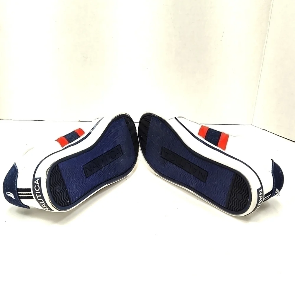 Nautica Boys Sneakers Size 13 | White Red Blue Athletic Shoes | Lace-Up Casual T